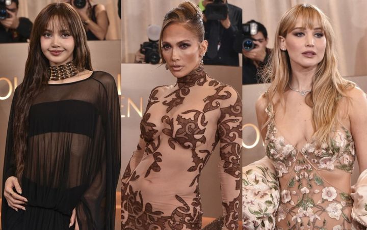 第83回ゴールデン・グローブ賞に登場した（左から）BLACKPINK・リサ、ジェニファー・ロペス、ジェニファー・ローレンス （C）AFLO width=