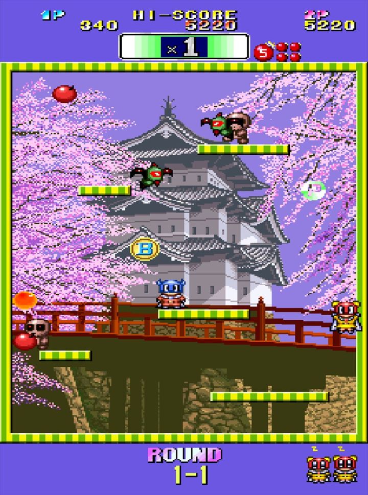 『アーケードアーカイブス ボンジャックツイン』スクリーンショット （C）1993 コーエーテクモゲームス All rights reserved. Arcade Archives Series Produced by HAMSTER Corporation width=