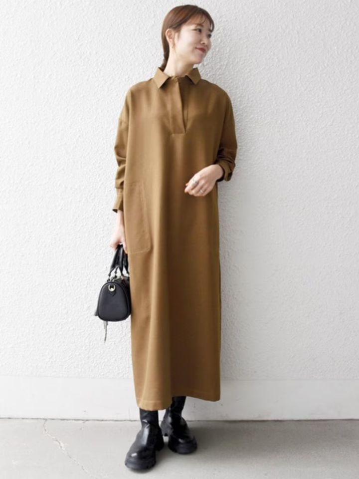 着痩せ法則2：まっすぐ落ちるIラインワンピースは万能