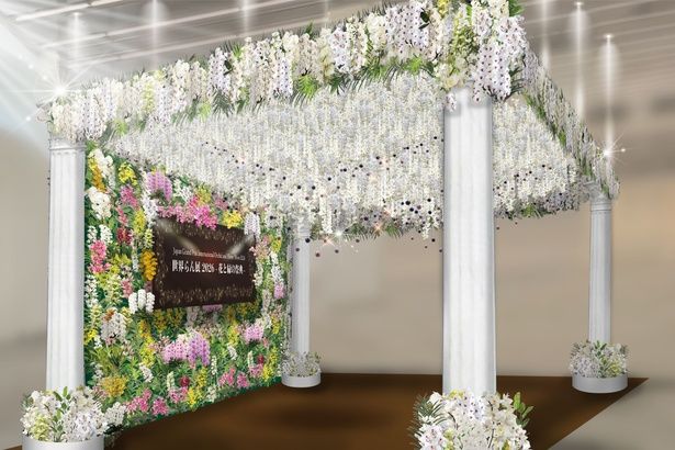 白亜の柱と蘭が迎える幻想的なエントランス「オーキッド・ゲート2026」(イメージ)