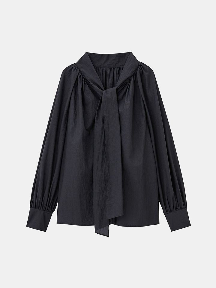 PLSTのナイロンボウタイブラウス