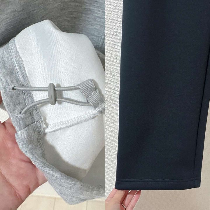 GUパフスウェットバギーパンツとパフスウェットキャロットパンツの裾部分