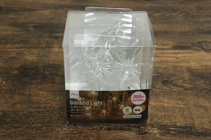 ダイソー ガーランドライト（10LED、結晶、USBタイプ） パッケージ