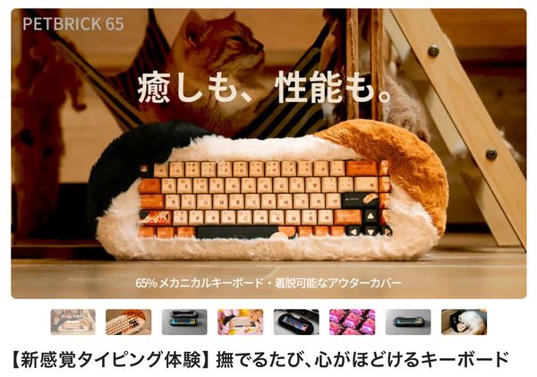 ふわふわカバー×本格的なタイピング性能！メカニカルキーボード「PETBRICK 65 」登場