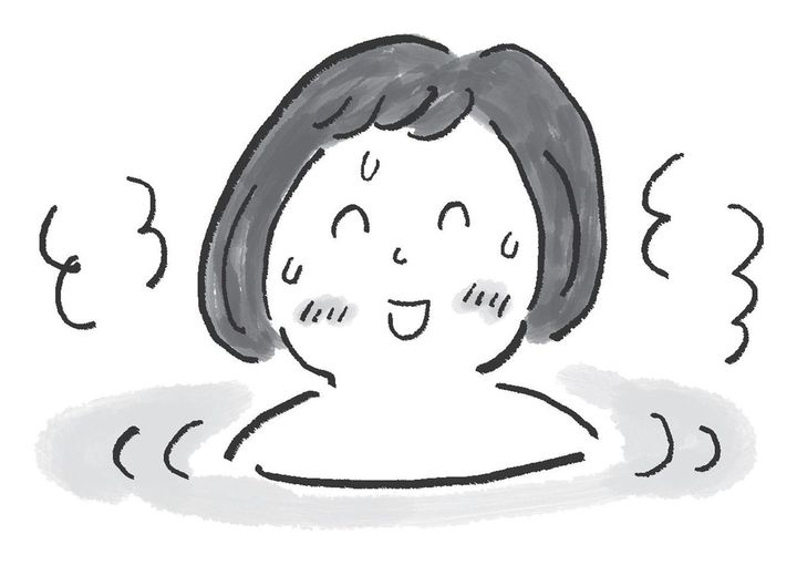 お風呂に浸かっている人のイラスト