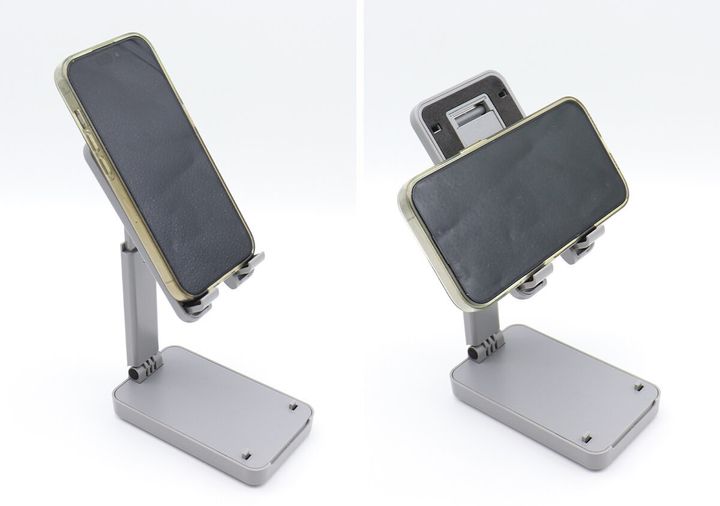 ダイソーの折り畳み式スマホスタンド 伸縮タイプは縦向きでも横向きでも使える