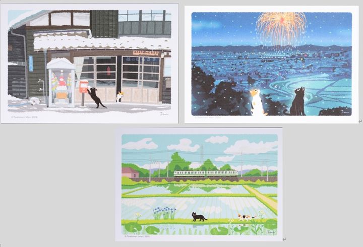 長岡在住、もりとしのりさんのたびねこポストカード1枚165円