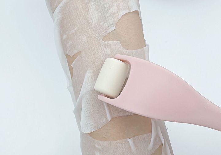 夜美人フェイスパック用ローラー 使用例