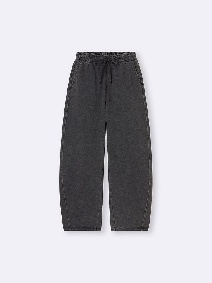 GUのデニムスウェットバレルレッグパンツ