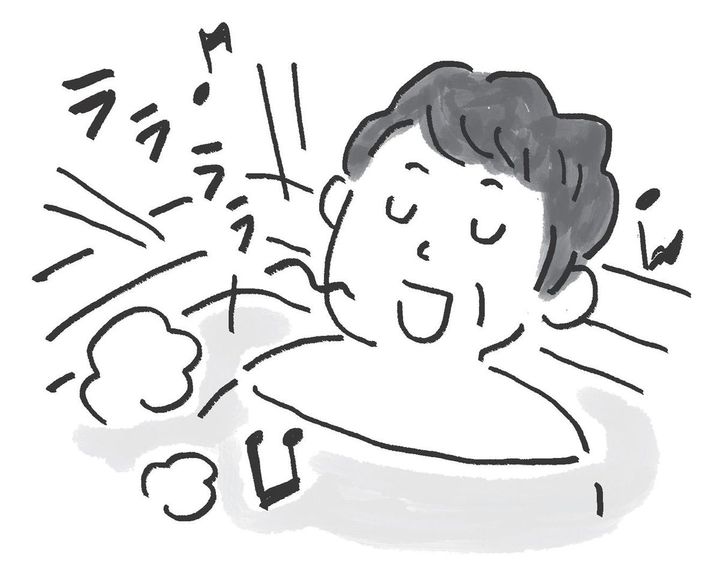 お風呂で歌う人のイラスト