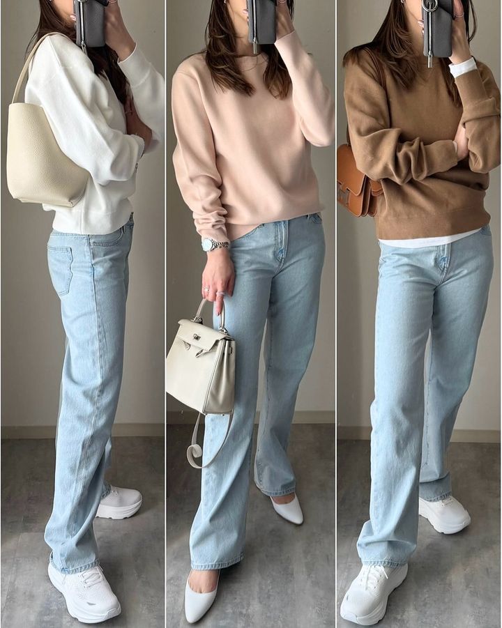 ユニクロのストレートジーンズコーデ1