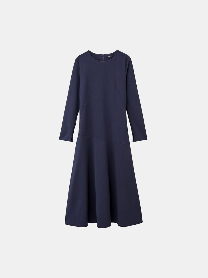 PLSTのジョーゼットジャージーフレアワンピース