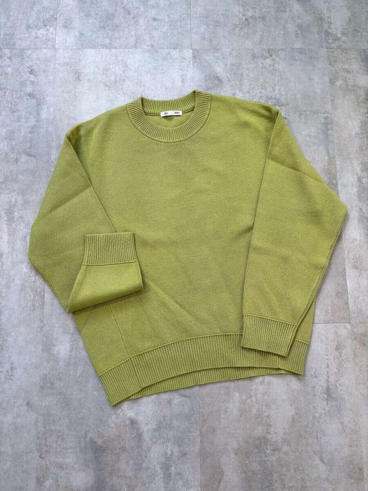 GUスウェットライクニットオーバーサイズプルオーバー GREEN