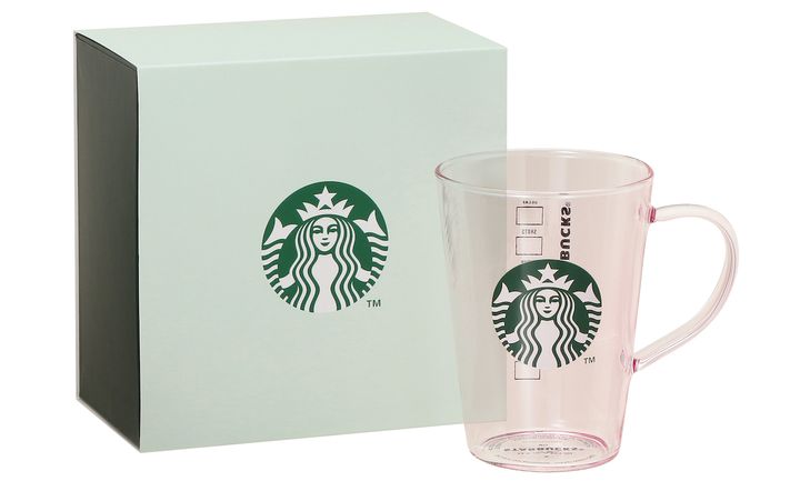 「ギフトボックス入り耐熱グラスロゴマグピンクベージュ」384ml 2950円