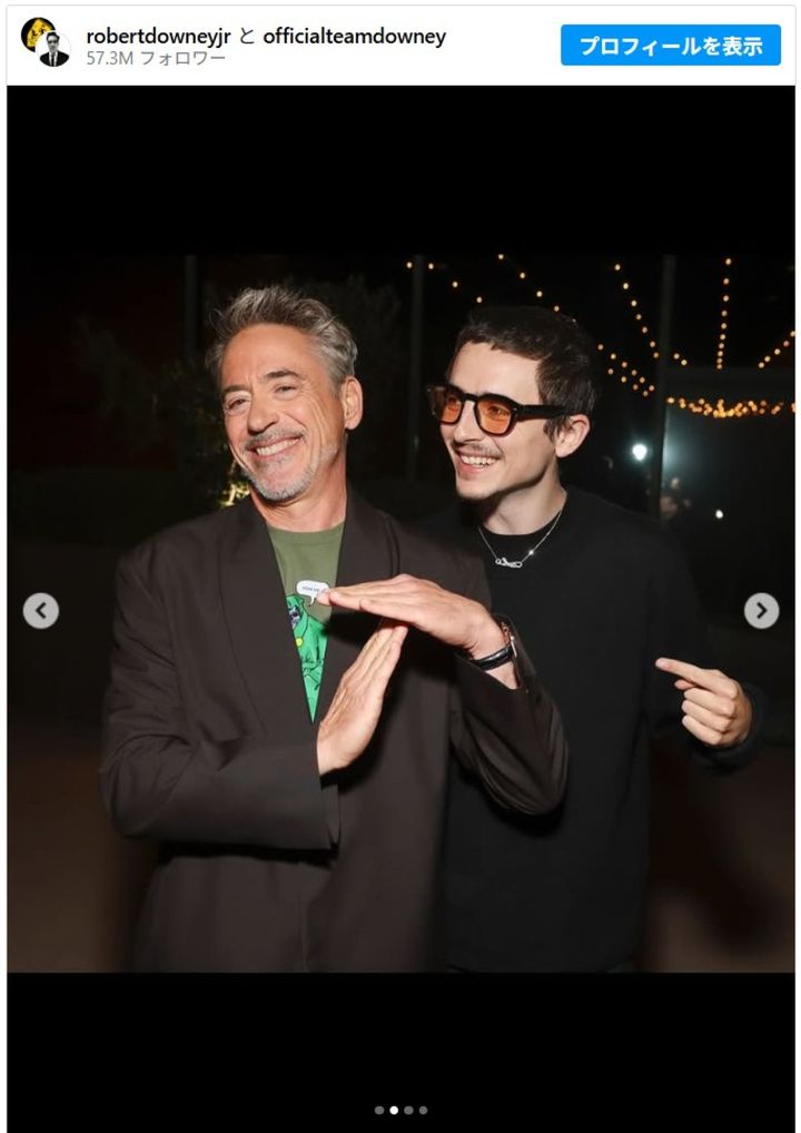 ロバート・ダウニー・Jr.がティモシー・シャラメを絶賛！ ※「ロバート・ダウニー・Jr.」インスタグラム width=