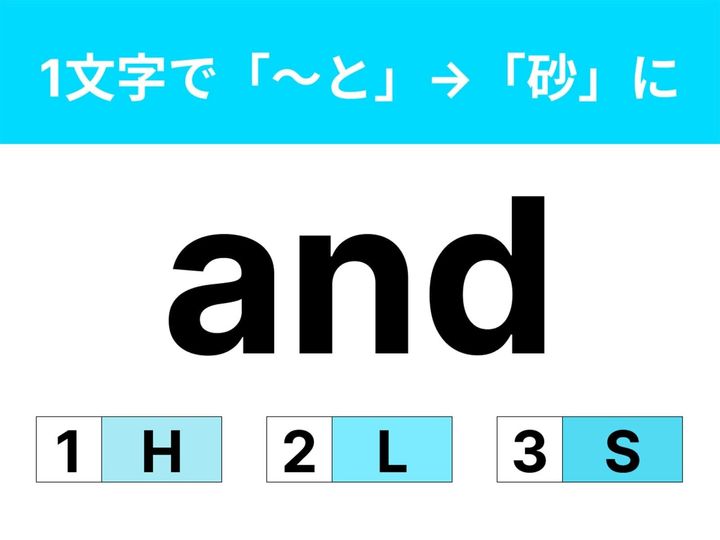 1文字足して英単語の意味を変えるクイズ、「and」を少し変えると「～と」から「砂」に？ 友だちと考えても面白いクイズです。