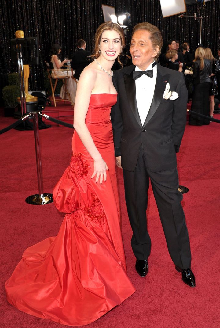 Anne Hathaway and Valentino Garavani at the Oscars, 2011.