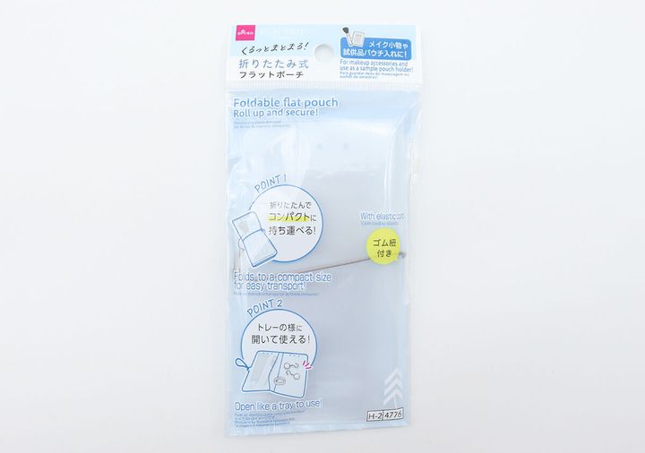 ダイソーのくるっとまとまるフラットポーチ（fun trip）のパッケージ
