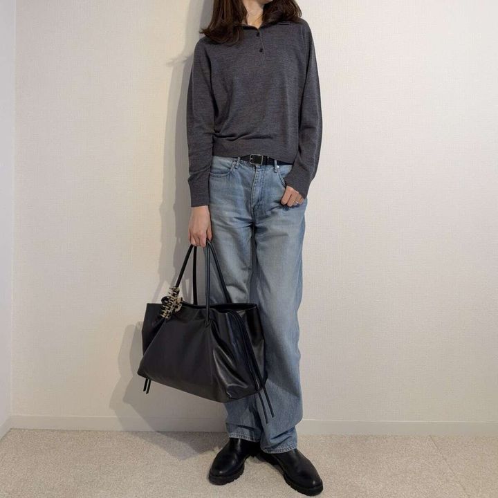 ユニクロメリノポロセーターとデニムコーデ