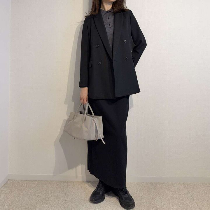 ユニクロメリノポロセーターのジャケットコーデ