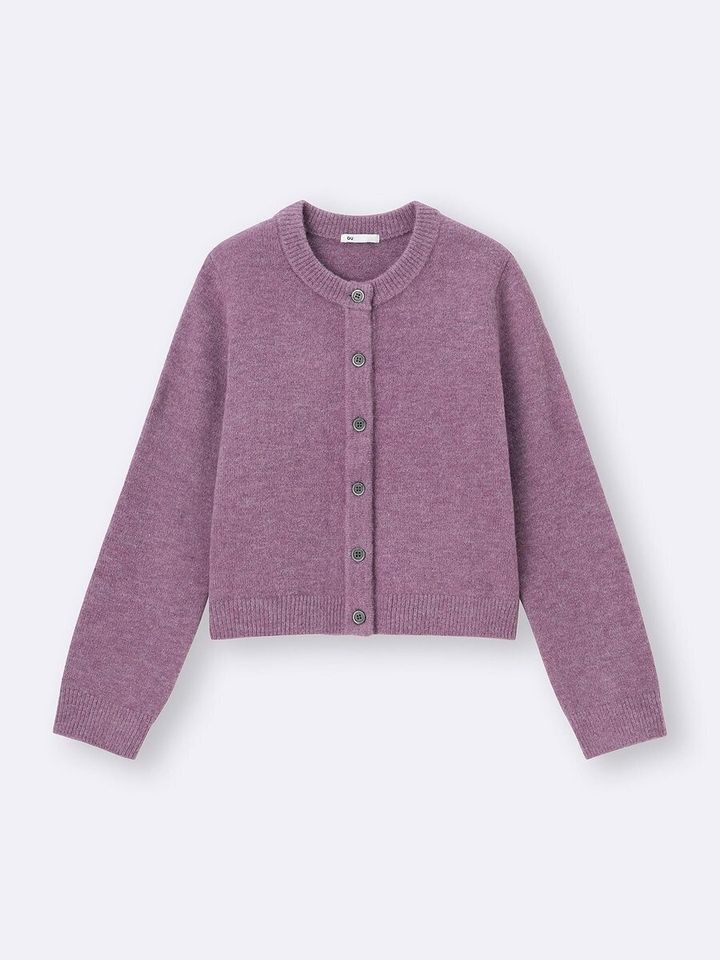 GUのパフニットクルーネックカーディガン