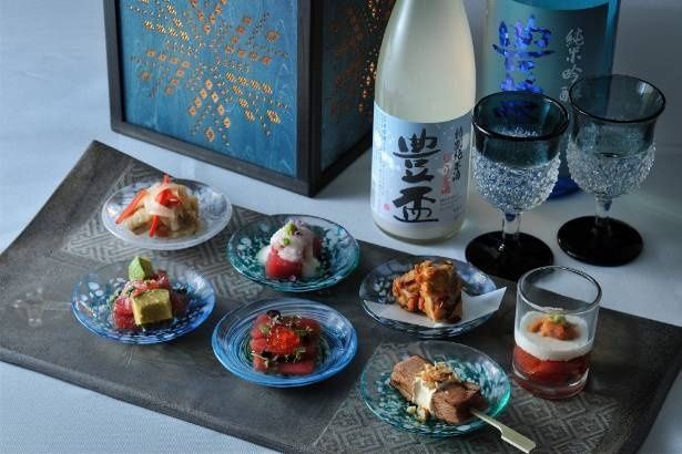 七雪アミューズと地酒イメージ