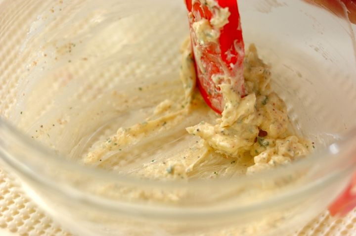 カリフラワーと豆のサラダの下準備1