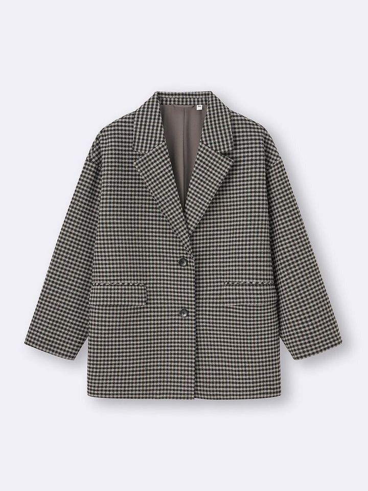 GUのコージーメルトンチェックハーフコート