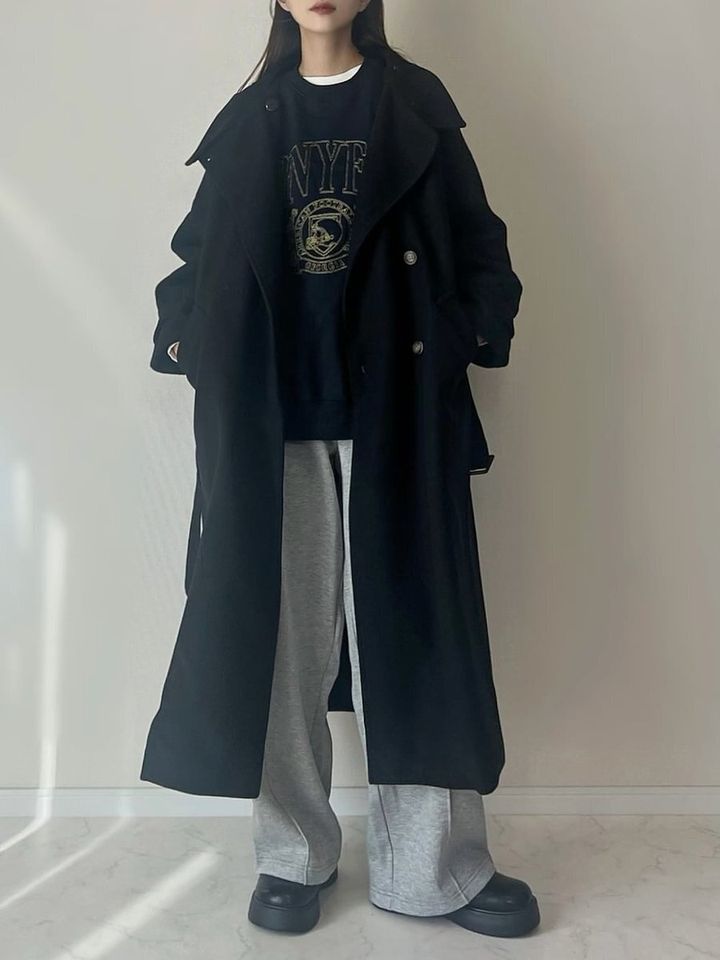 黒ロングコートコーデ2
