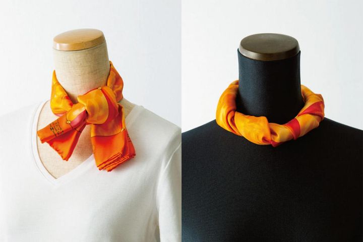 アクセサリーいらず！スカーフのフェミニンな巻き方2選「スタイリッシュ プリーツ」と「チョーカー結び」