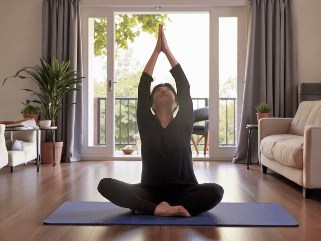 ヨガをする岡本さん