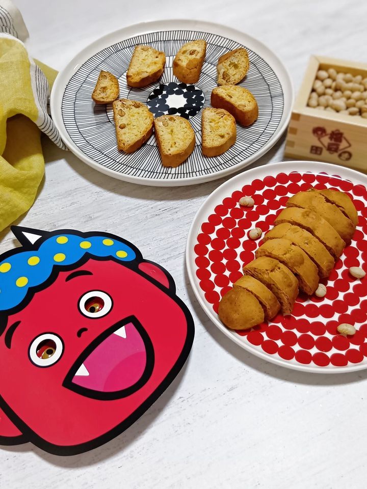 【節分レシピ】混ぜて焼くだけ！ザクザク食感が楽しい！福豆たっぷり鬼の金棒ビスコッティ