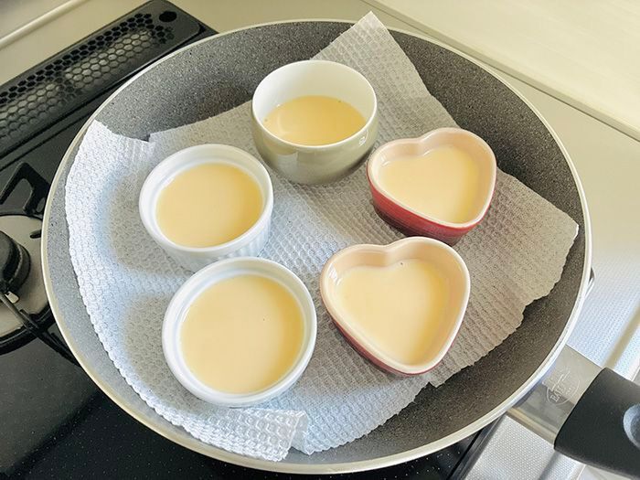 蒸し器もオーブンも使いません！『フライパン』で絶品プリンができちゃった♡【作ってみた】