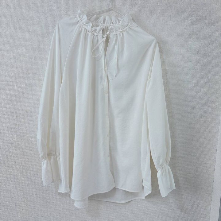 GUフリルネックチュニック オフホワイト