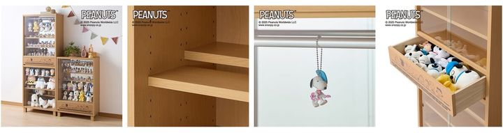 背面ミラー付きダブル棚板のコレクションキャビネット