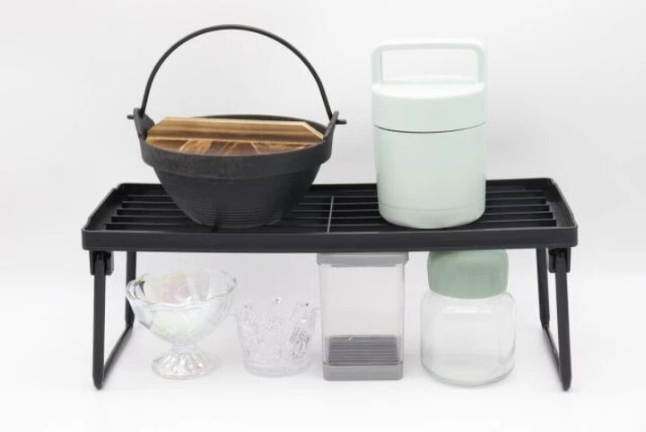 ダイソー たためるキッチンスタンド（約38.8cm×15.5cm×14.5cm、ブラック）