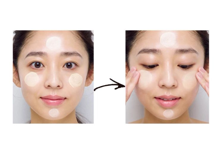 イエローの下地を伸ばす様子