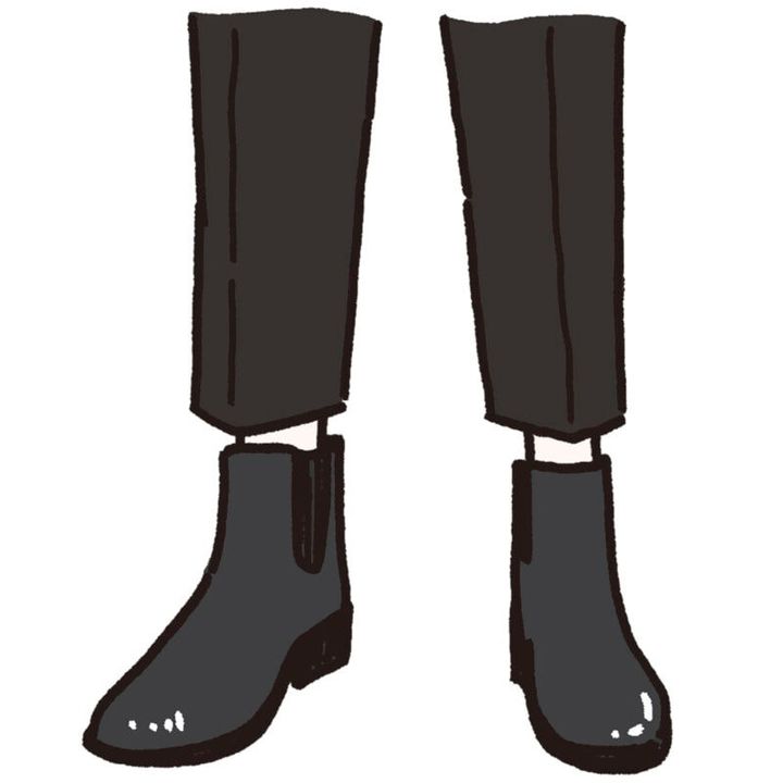 黒いレインブーツをはいた足のイラスト