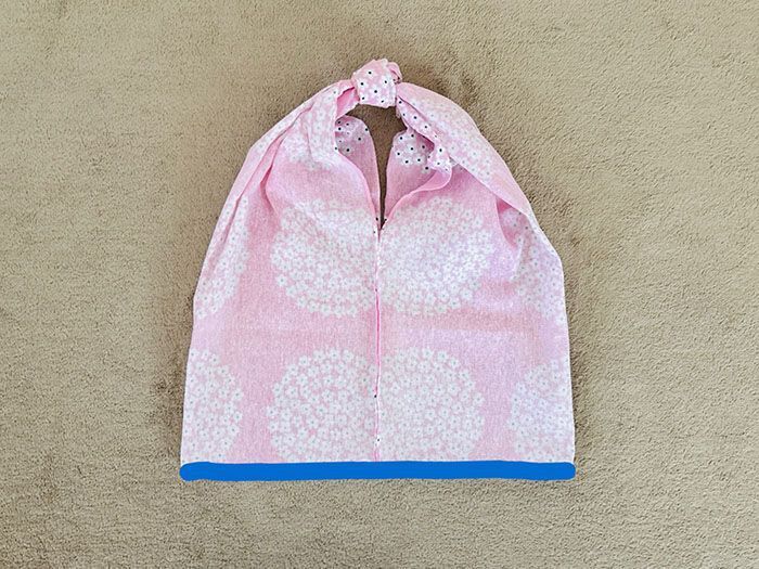 結んでちょこっと縫うだけ！『手ぬぐい1枚』でお散歩バッグができちゃった♪【簡単ハンドメイド】