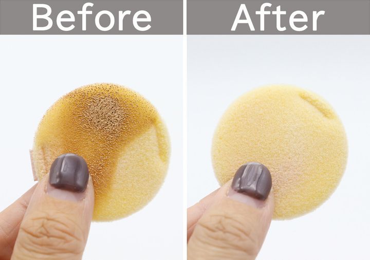 LJ パフ・ブラシ洗浄液（化粧用品用） メイクスポンジ ビフォーアフター