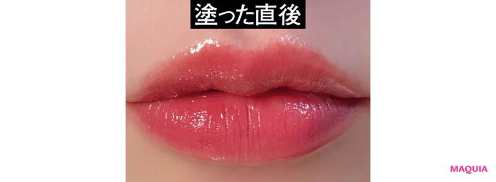 落ちないデパコスリップ塗り比べ コスメデコルテ ルージュデコルテ ティント & プランプ 03 塗った直後