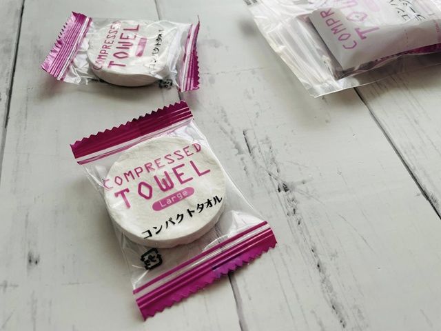 圧縮タオル（ラージサイズ、６枚） 個包装