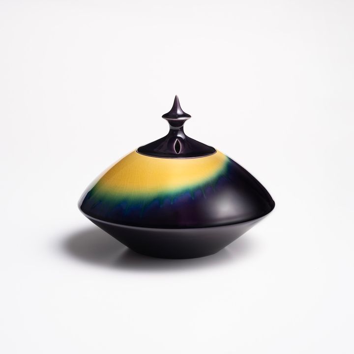 田島正仁 彩釉香器「月明り」