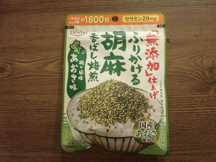 DAISO(ダイソー)：真誠 無添加ふりかける胡麻あおさ味 35g