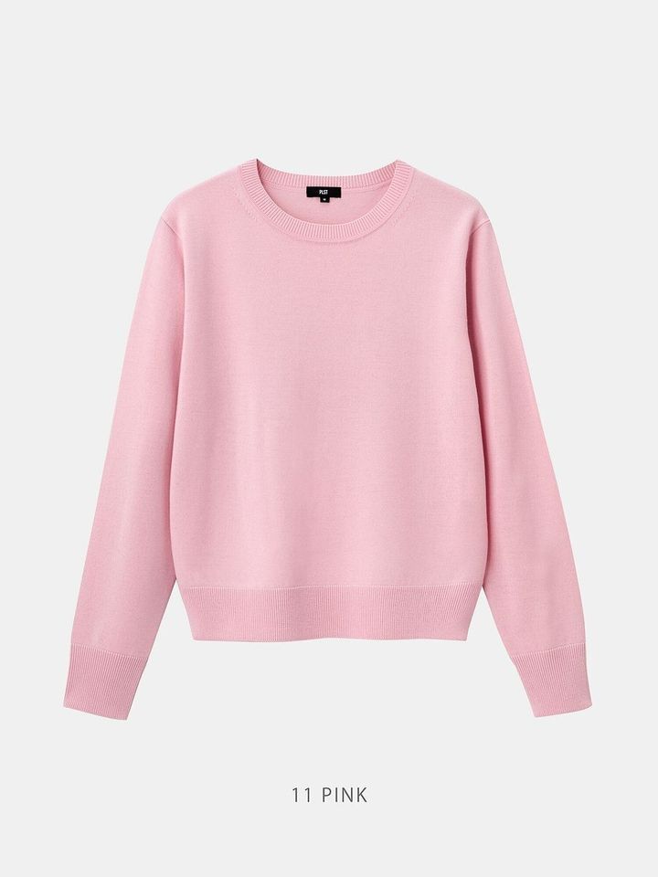 PLSTのメリノウールブレンドクルーネックセーター