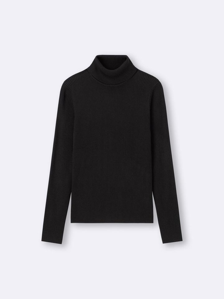 2026gu大人女性おすすめリブタートルネックセーター