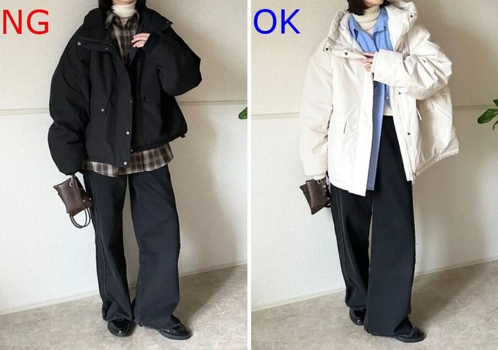黒デニムワイドパンツNG＆OKコーデ