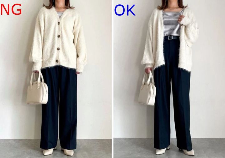 きれいめ黒ワイドパンツNG＆OKコーデ