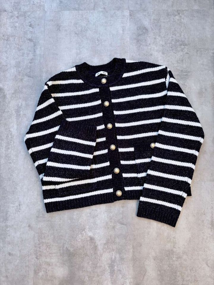 GUツイーディーニットボーダーカーディガン NAVY