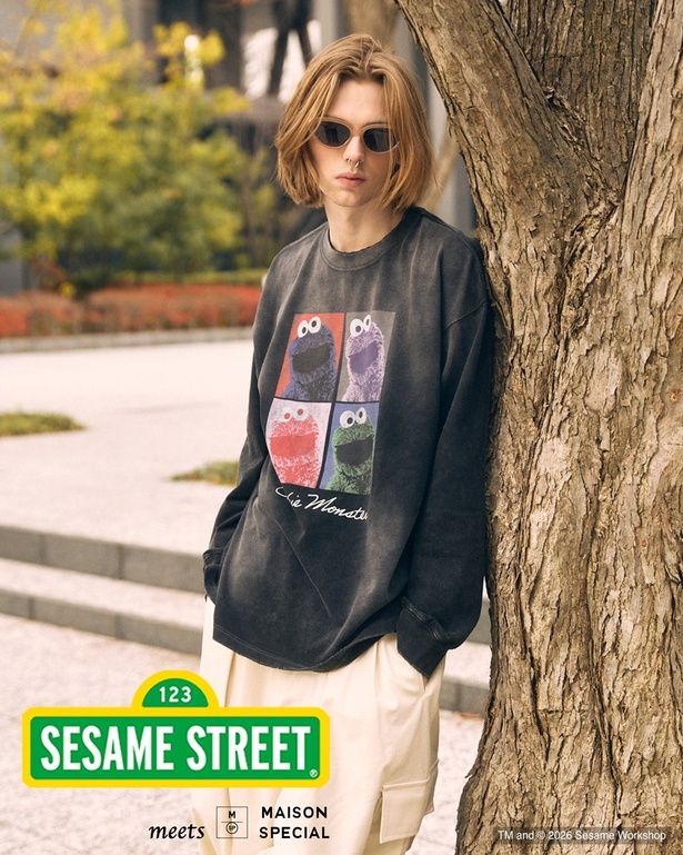 「ロングスリーブTシャツ(クッキーモンスター/4分割グリッド)」(1万5400円) 